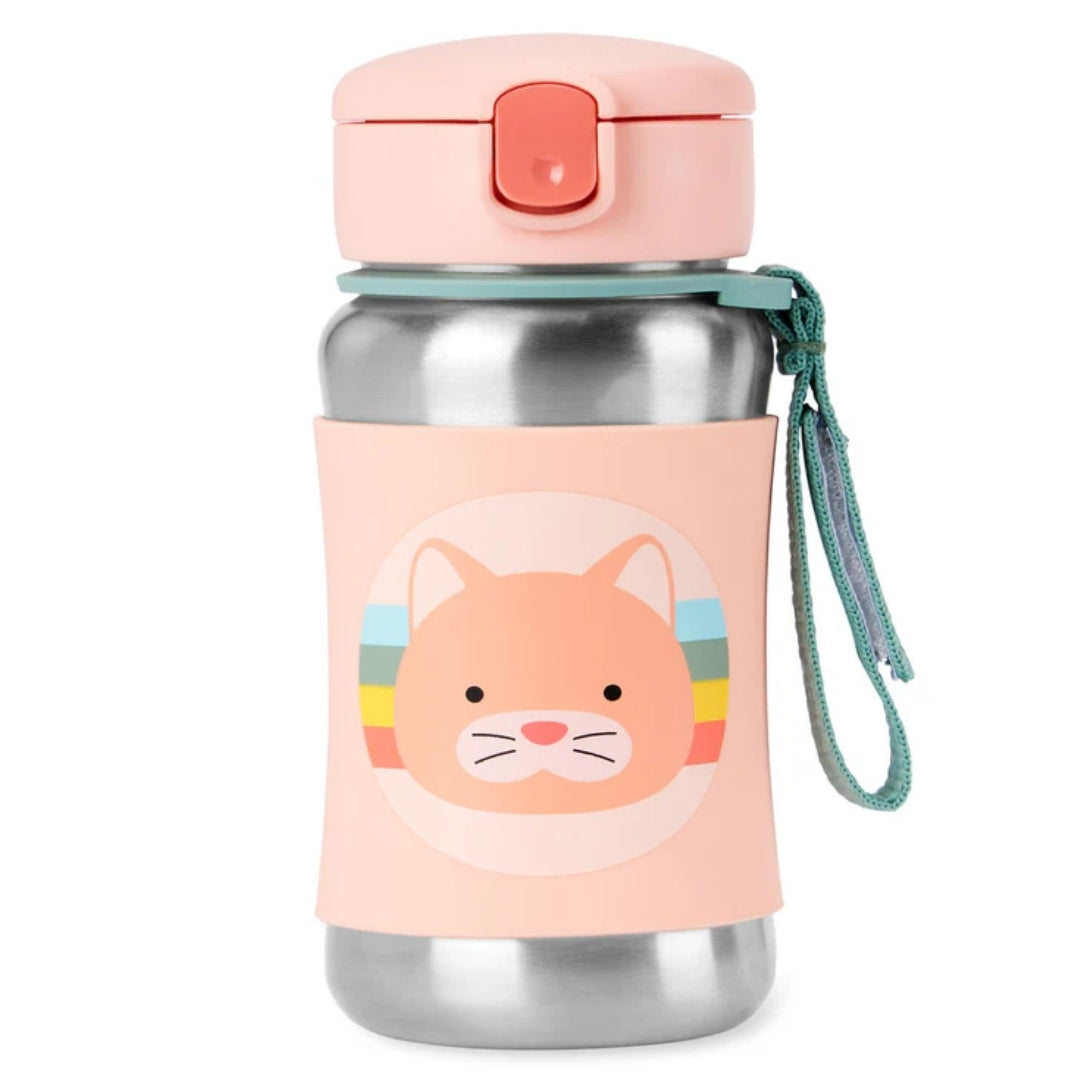 Skip Hop Zoo Stainless Steel Straw Bottle Cat