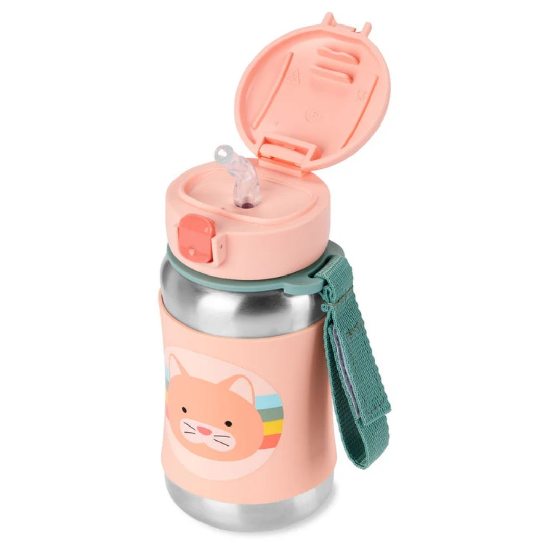 Skip Hop Zoo Stainless Steel Straw Bottle Cat