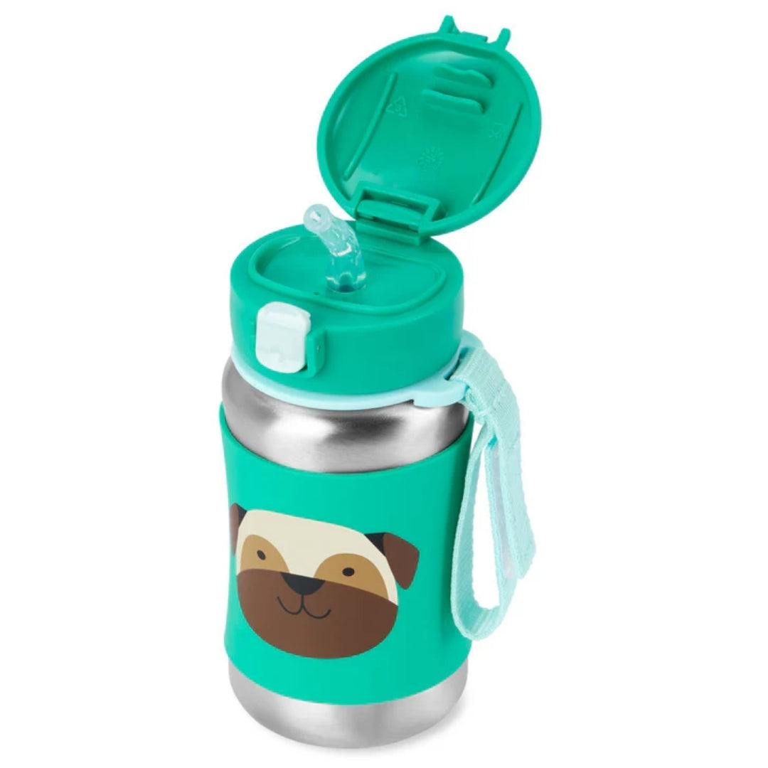 Skip Hop Zoo Stainless Steel Straw Bottle Pug