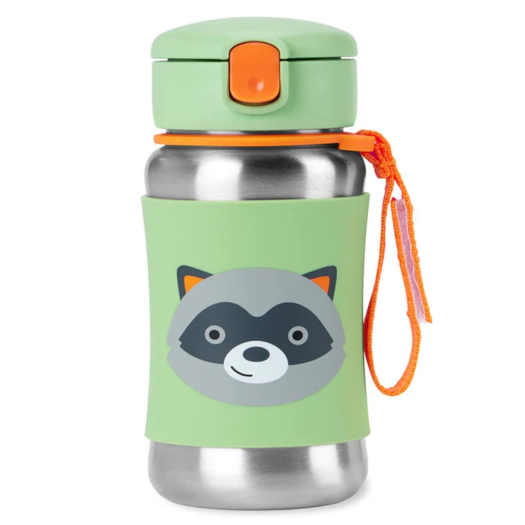 Skip Hop Zoo Stainless Steel Straw Bottle Racoon