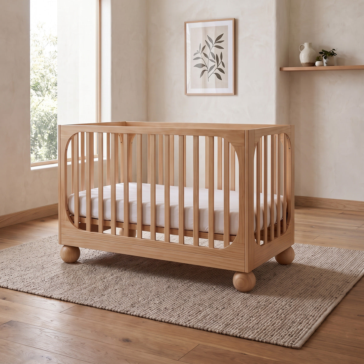Moroko Spheros Cot Natural Wash with Eldita Versatile Rolled Pocket Spring Mattress