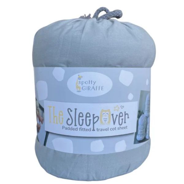 The Sleepover Padded Fitted Portacot Travel Cot Sheet Cool Grey
