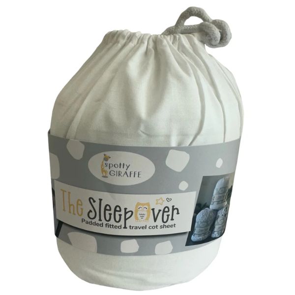 The Sleepover Padded Fitted Portacot Travel Cot Sheet White