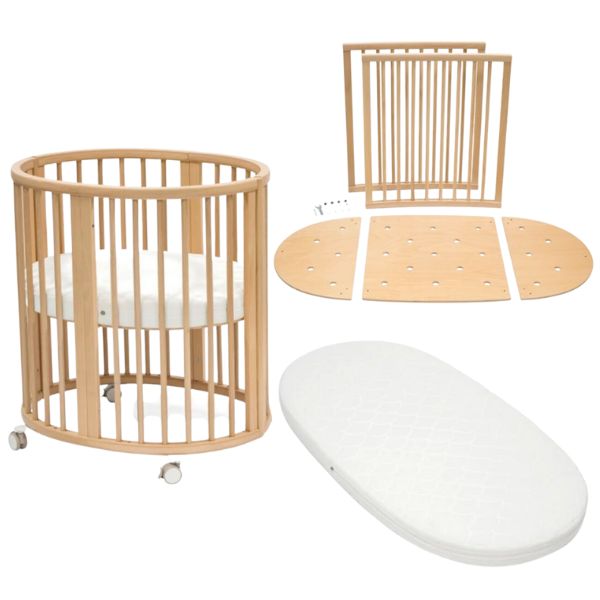 Stokke Sleepi Mini V3 Natural with Sleepi Mini V3 Mattress + Sleepi Bed Extension + Sleepi Bed Mattress