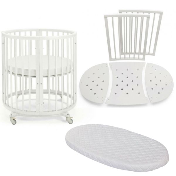 Stokke Sleepi Mini V3 White with Sleepi Mini V3 Mattress + Sleepi Bed Extension + Sleepi Bed Mattress