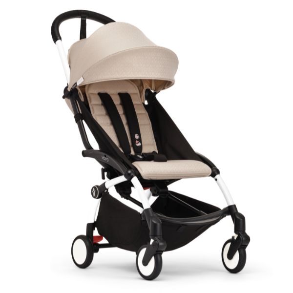 Stokke® YOYO3 Stroller White Frame with Bonpoint Beige Colour Pack