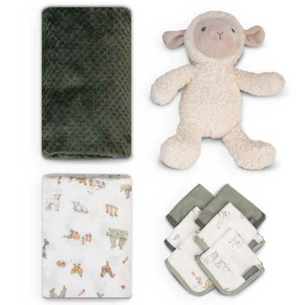 The Little Linen Company Boxed Gift Set Farmyard Lamb