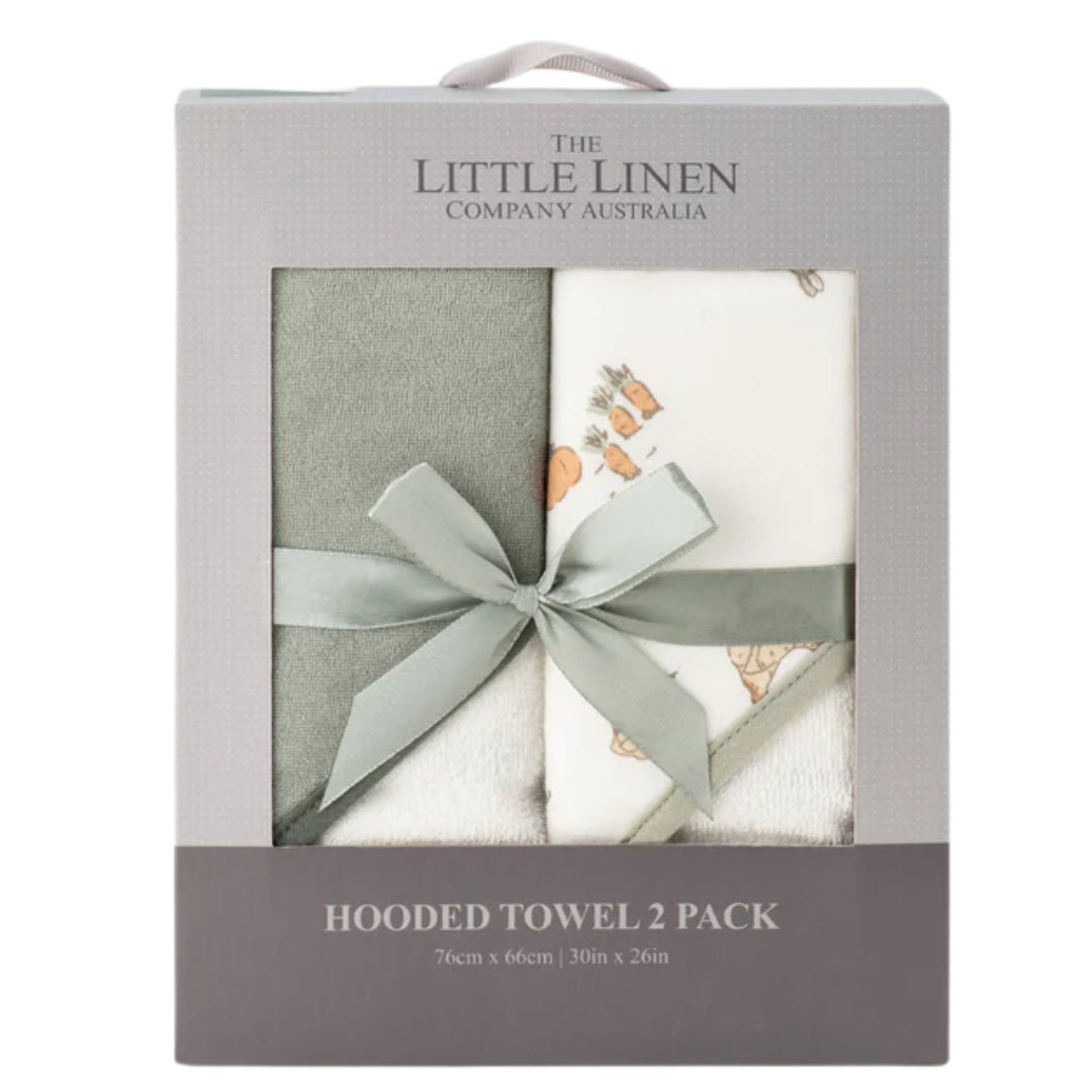 The Little Linen Company Hooded Towel 2pk Farmyard Lamb
