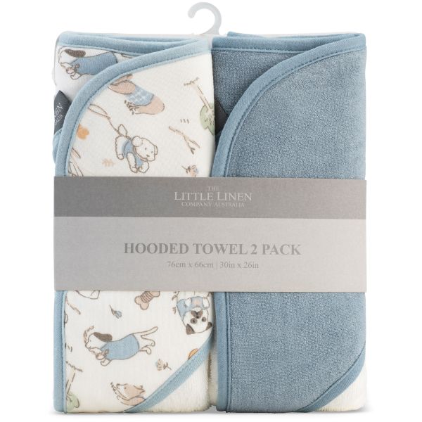The Little Linen Company Hooded Towel 2pk Barklife Dog