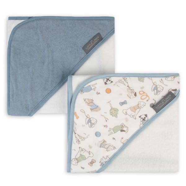 The Little Linen Company Hooded Towel 2pk Barklife Dog