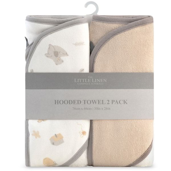 The Little Linen Company Hooded Towel 2pk Nectar Bear