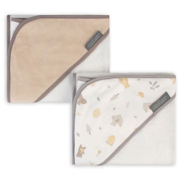 The Little Linen Company Hooded Towel 2pk Nectar Bear