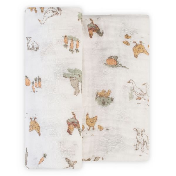 The Little Linen Company Muslin Farmyard Lamb 1pk