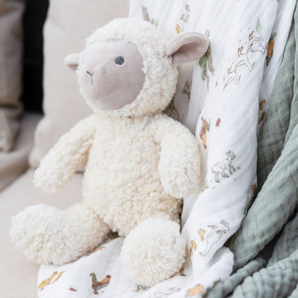 The Little Linen Company Muslin Wraps 3pk Farmyard Lamb