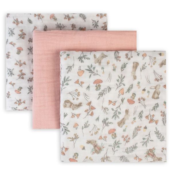 The Little Linen Company Muslin Wraps 3pk Harvest Bunny