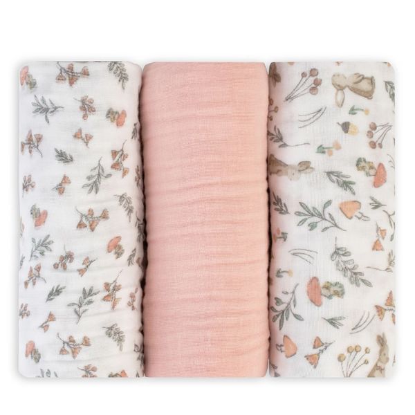 The Little Linen Company Muslin Wraps 3pk Harvest Bunny