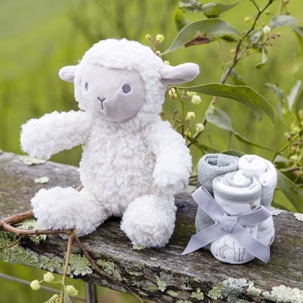 The Little Linen Company Plush Toy & Washers Farmyard Lamb