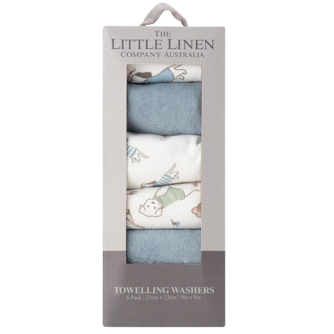 The Little Linen Company Towelling Wash Cloths 6pk Barklife Dog
