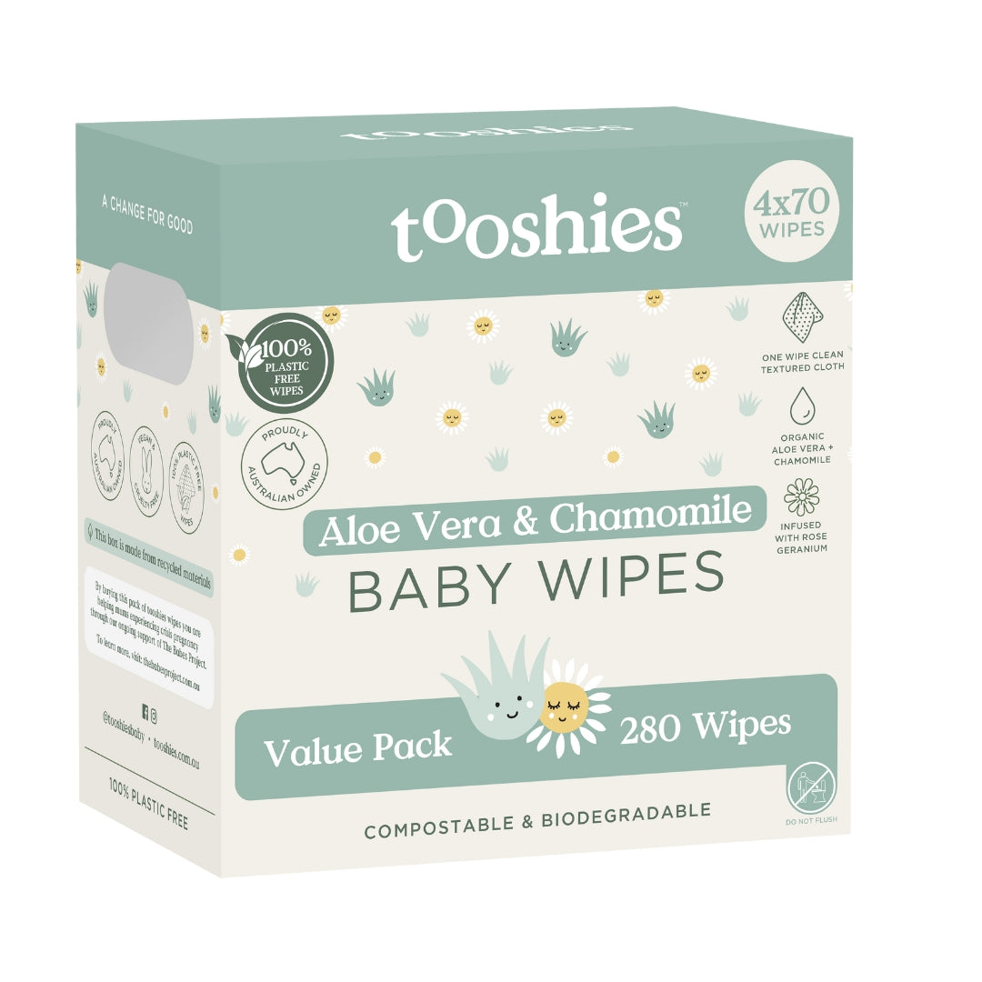 Tooshies ECO Wipes Aloe Vera & Chamomile 280pk (4 x70pk)