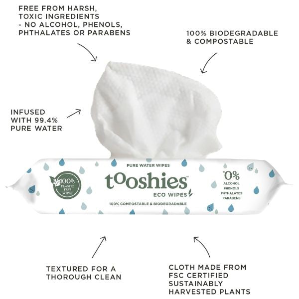 Tooshies ECO Pure Water Baby Wipes 70pk