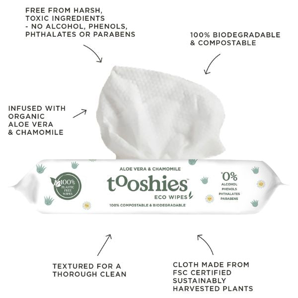 Tooshies ECO Wipes Aloe Vera & Chamomile 70pk