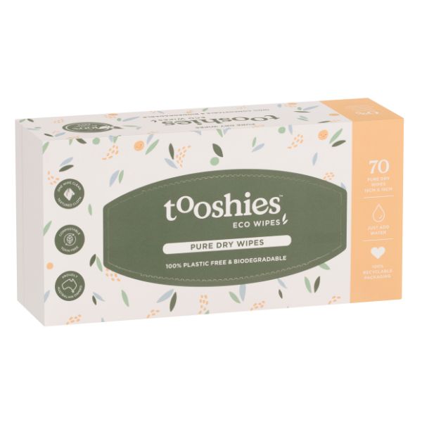 Tooshies Pure Dry Wipes 70pk