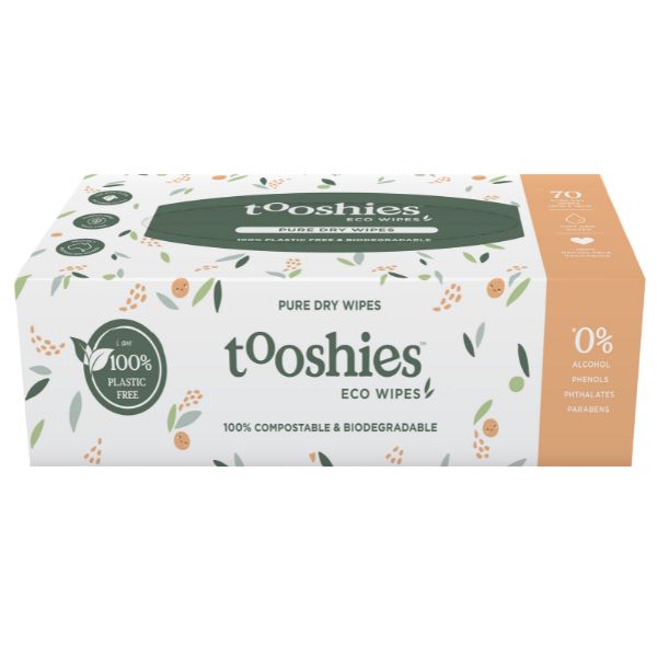 Tooshies Pure Dry Wipes 70pk