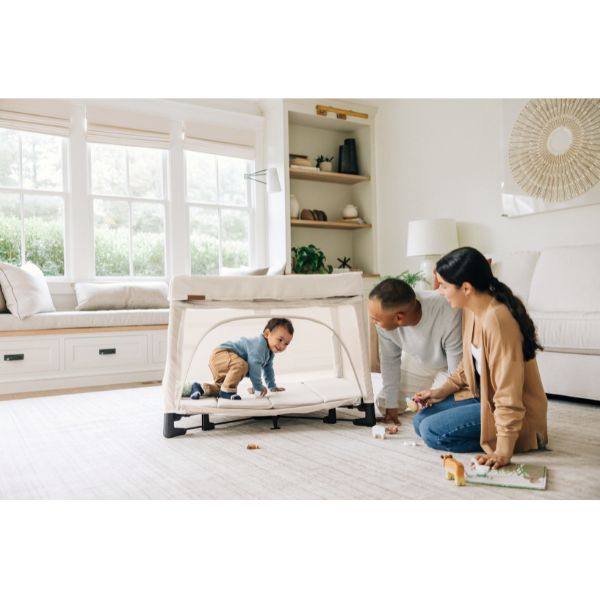 uppababy remi charlie UPPAbaby Remi Portable Travel Portacot Charlie (Sand Melange) – Baby Kingdom