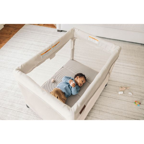 uppababy remi travel crib & playard - charlie UPPAbaby Remi Portable Travel Portacot Charlie (Sand Melange) – Baby Kingdom