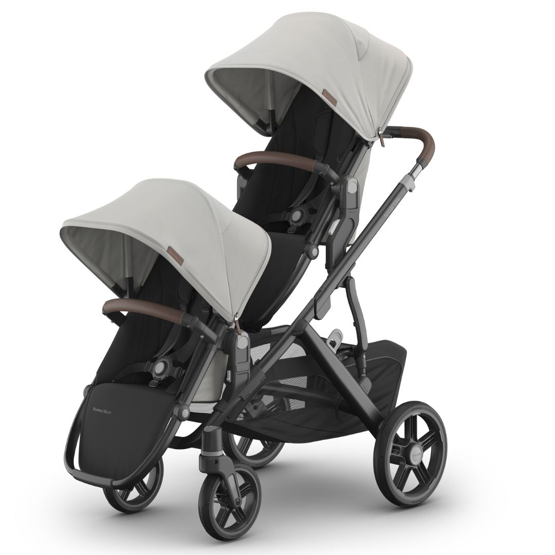 UPPAbaby VISTA V3 Rumble Seat SAVANNAH (Pearl Grey Jacquard/Carbon Frame/Chestnut Leather)