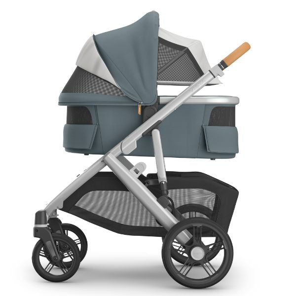 UPPAbaby Vista V3 Pram with Bassinet CALLUM (Stone Blue/Silver Frame/Sand Leather) + Rumble Seat V3