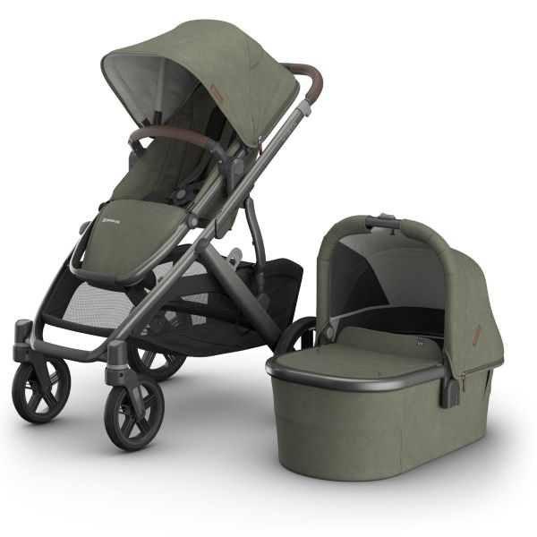 UPPAbaby Vista V3 Pram with Bassinet EVELYN (Meadow Green/Graphite Frame/Chestnut Leather)