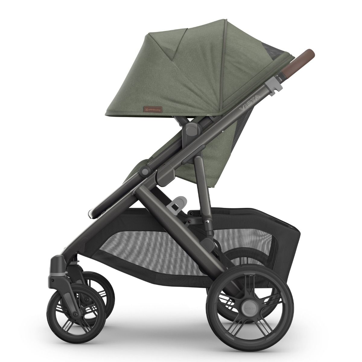 UPPAbaby Vista V3 Pram with Bassinet EVELYN (Meadow Green/Graphite Frame/Chestnut Leather) + Rumble Seat V3
