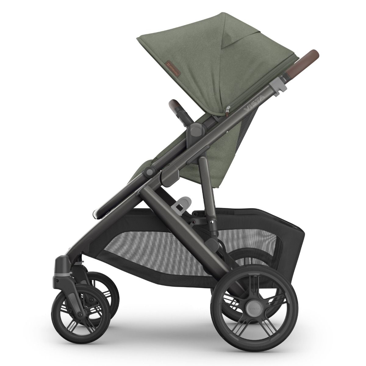 UPPAbaby Vista V3 Pram with Bassinet EVELYN (Meadow Green/Graphite Frame/Chestnut Leather) + Rumble Seat V3