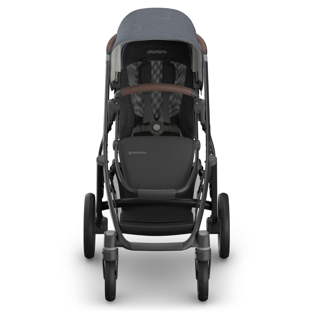 UPPAbaby Vista V3 Pram with Bassinet JULIAN (Dusty Blue Melange/Carbon Frame/Chestnut Leather)