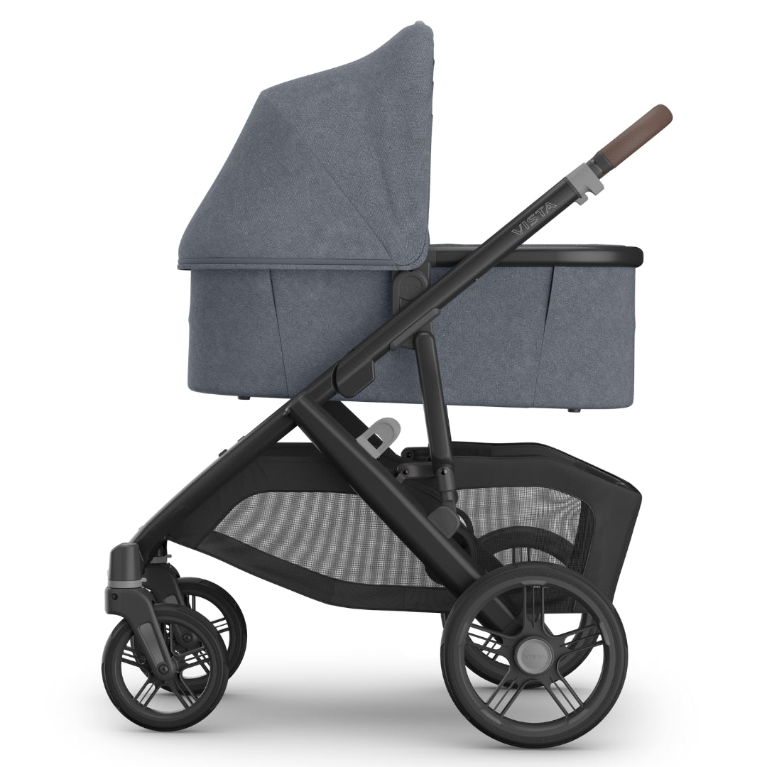 UPPAbaby Vista V3 Pram with Bassinet JULIAN (Dusty Blue Melange/Carbon Frame/Chestnut Leather)