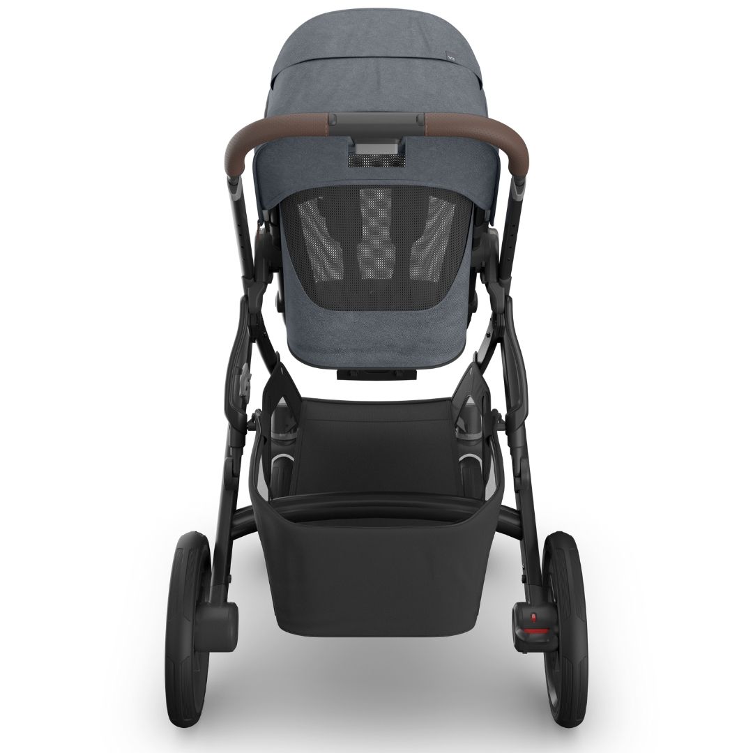 UPPAbaby Vista V3 Pram with Bassinet JULIAN (Dusty Blue Melange/Carbon Frame/Chestnut Leather) + Rumble Seat V3