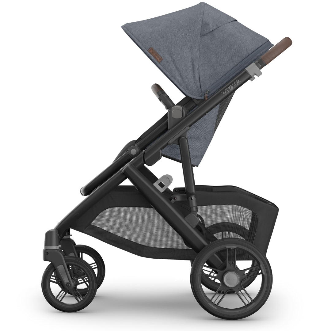 UPPAbaby Vista V3 Pram with Bassinet JULIAN (Dusty Blue Melange/Carbon Frame/Chestnut Leather)