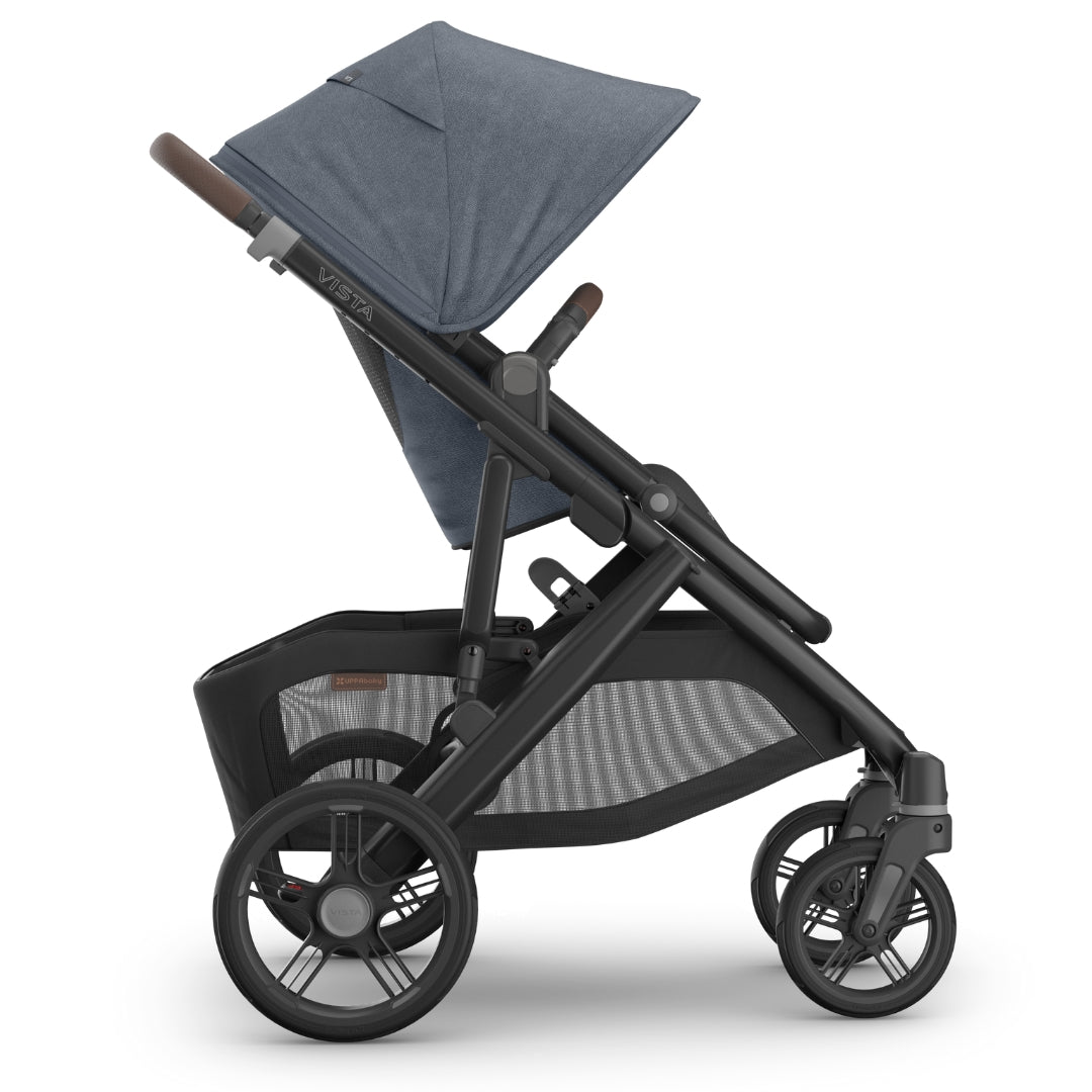 UPPAbaby Vista V3 Pram with Bassinet JULIAN (Dusty Blue Melange/Carbon Frame/Chestnut Leather)