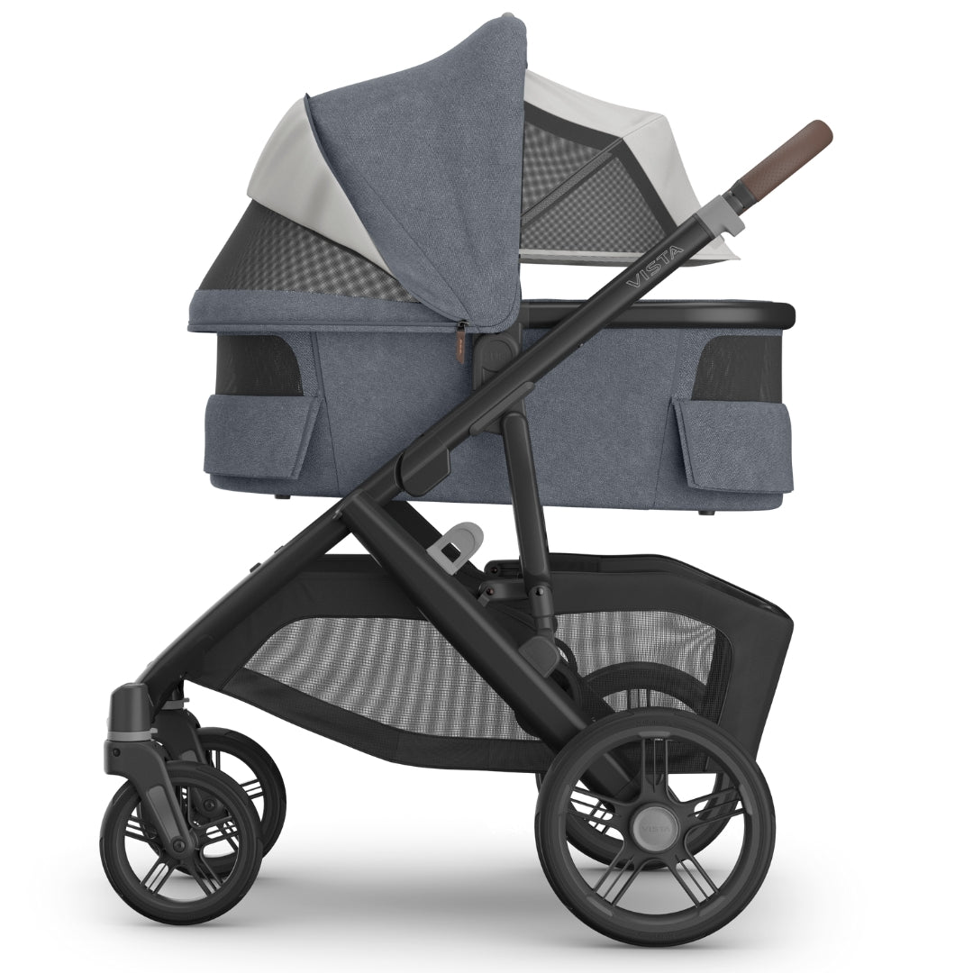 UPPAbaby Vista V3 Pram with Bassinet JULIAN (Dusty Blue Melange/Carbon Frame/Chestnut Leather)