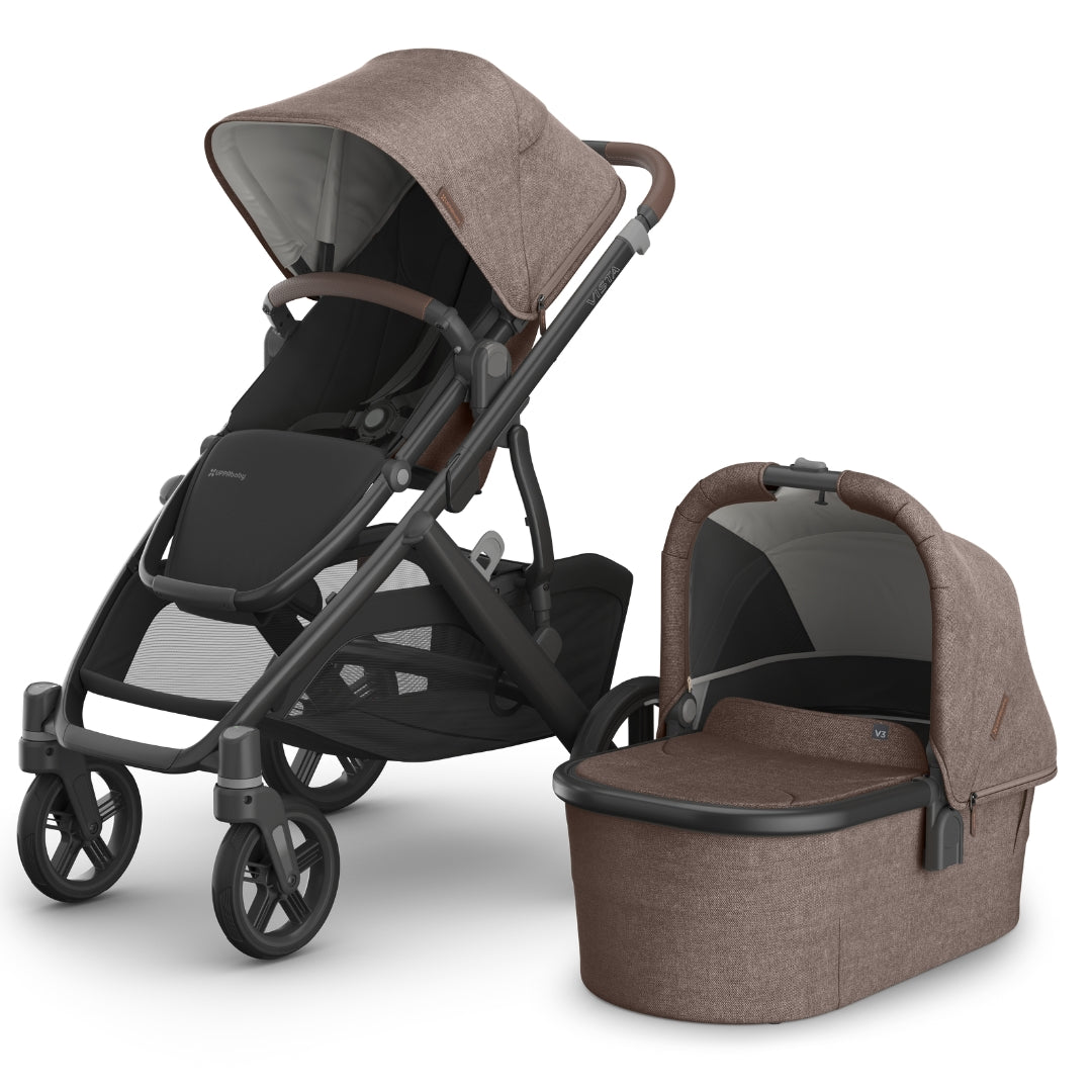 UPPAbaby Vista V3 Pram with Bassinet OWEN (Mocha Melange/Carbon Frame/Chestnut Leather)