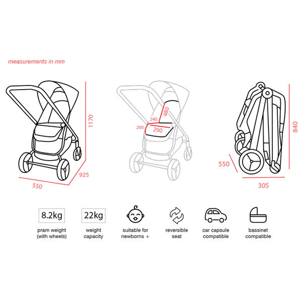 Valco Baby Snap Ultra Tailor Made Stroller Grey Marle TRAVEL SYSTEM (Includes Capsule & Adaptors)