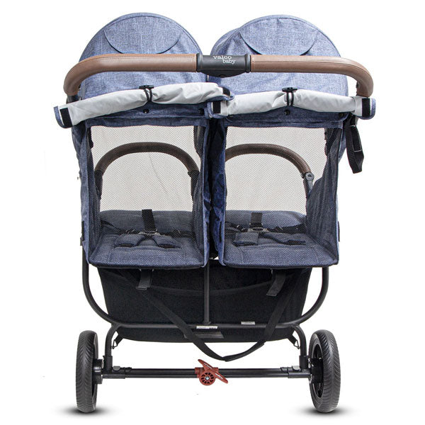 Blue double stroller