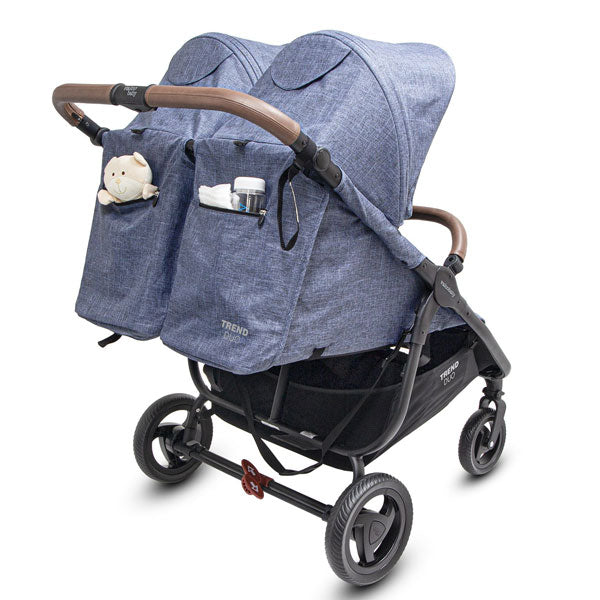Blue double stroller