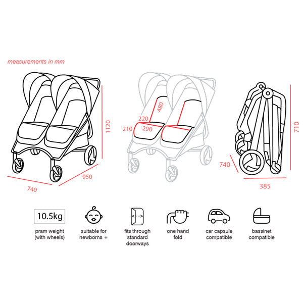 Valco Baby Trend Duo Stroller Charcoal