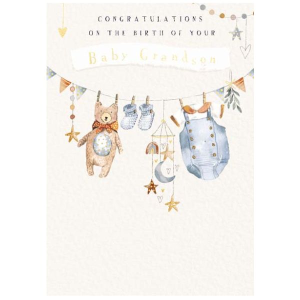 Waterlyn Ling Design Clothes Line Blue Greeting Card LNG_GHBC160
