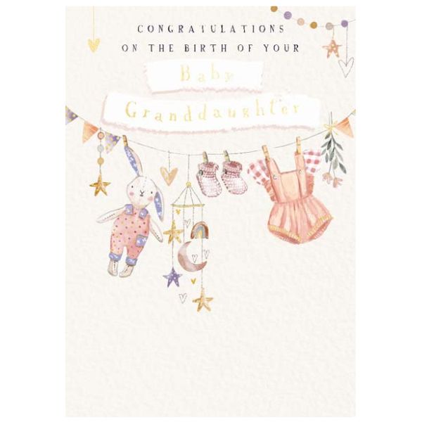 Waterlyn Ling Design Clothes Line Pink Greeting Card LNG_GHBC159