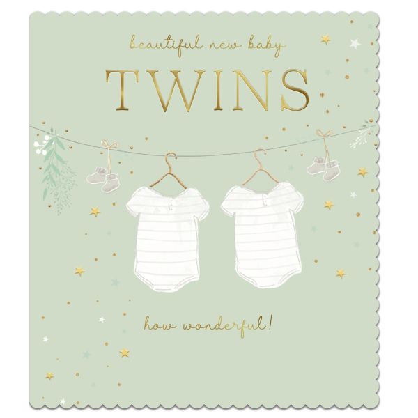 Waterlyn Pigment Beautiful New Baby Twins Greeting Card PIG_UL707B