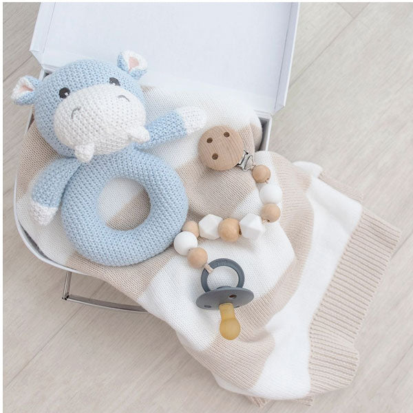 Living Textiles Whimsical Knitted Ring Rattle Henry The Hippo