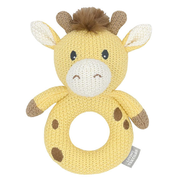 Living Textiles Whimsical Knitted Ring Rattle Noah The Giraffe